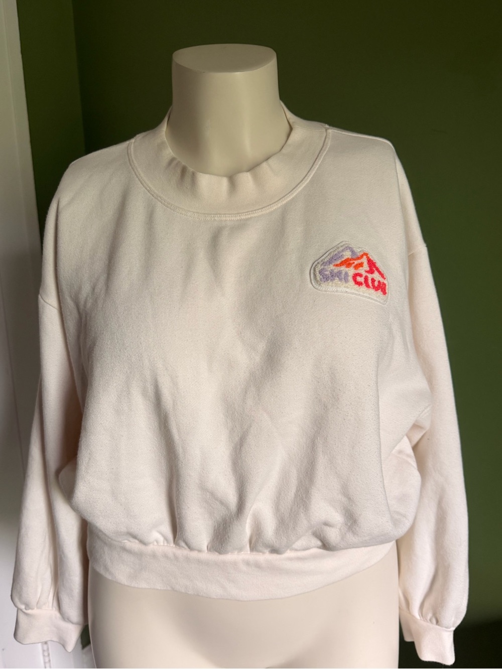 Embroidered White Crewneck Sweater
